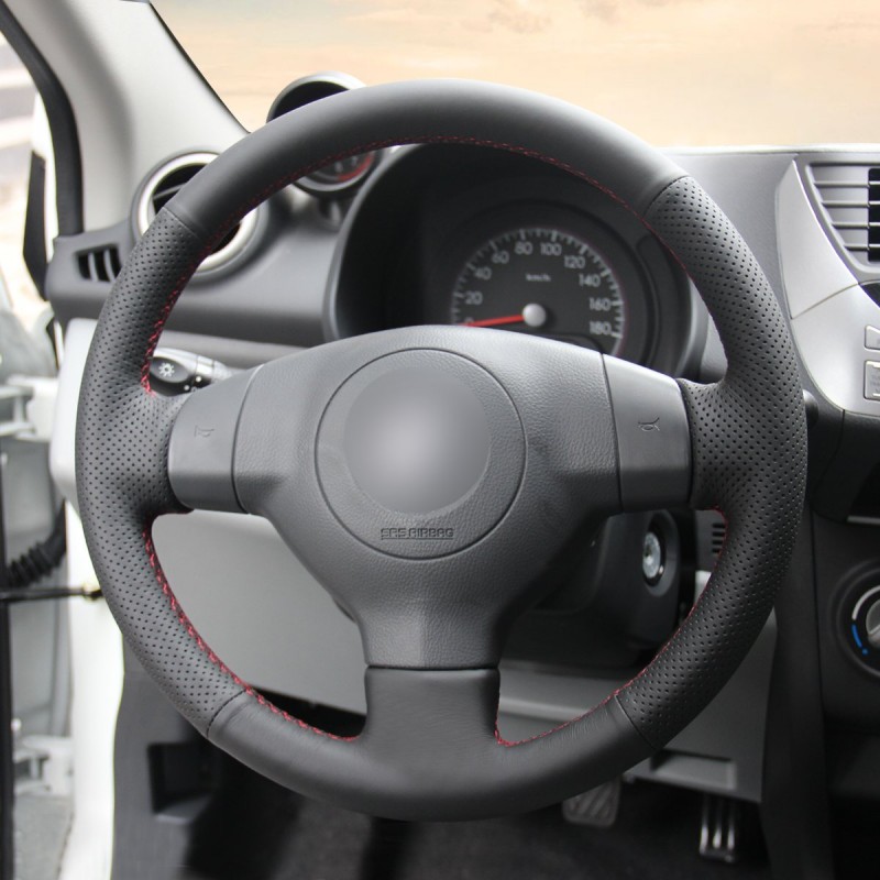 Loncky Auto Custom Fit OEM Black Genuine Leather Steering Wheel Covers